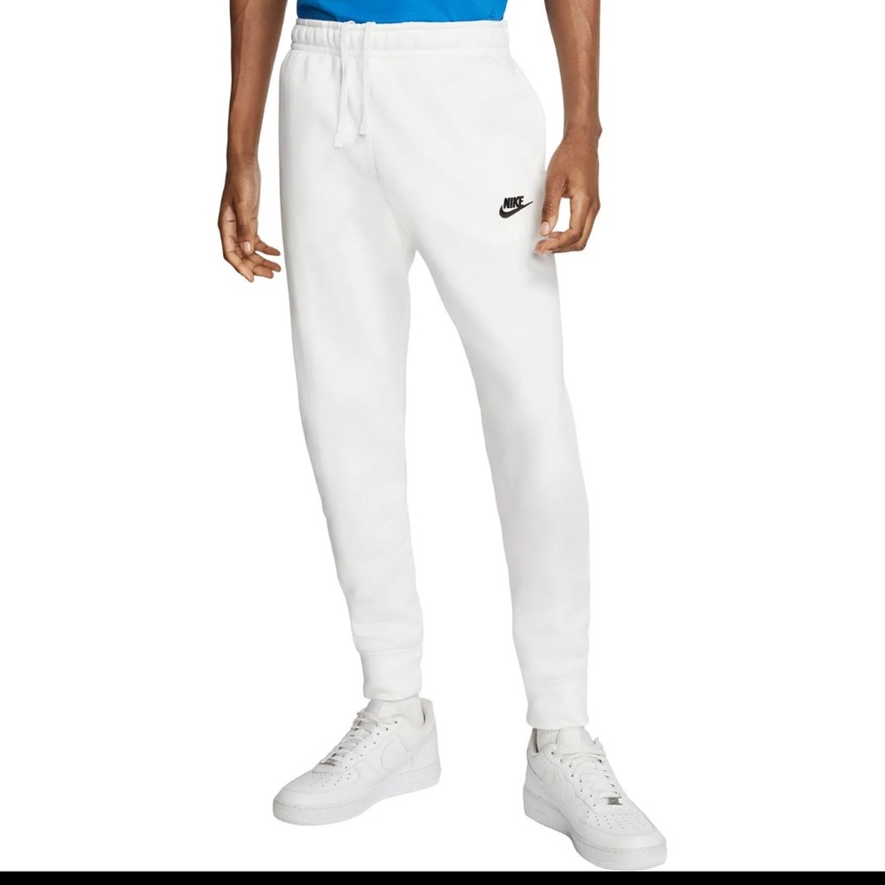 New Mens Nike Gym Athletic Club Jogger Feece Pants Sweatpants Black White